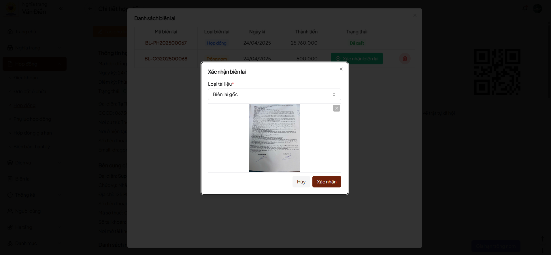 Ảnh xác nhận biên lai